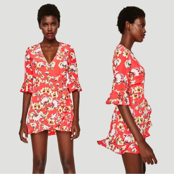Zara Floral Wrap Romper Dress - Picture 6 of 15